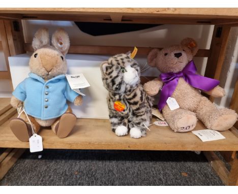Three Steiff plush toys, to include&nbsp;Peter Rabbit, boxed, and Sissi Cat (3) 