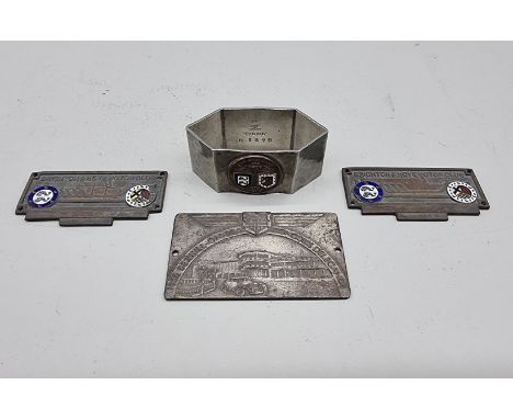 Automobilia:&nbsp;three 'Brighton &amp; Hove Motor Club' enamel mounted items; together with a '1936 Bexhill-on-Sea Concours 