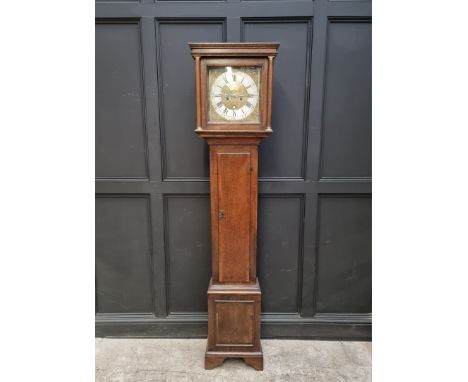 An antique oak and mahogany crossbanded eight day longcase clock, the 12in brass dial inscribed 'James Pike, Newton', 212.5cm