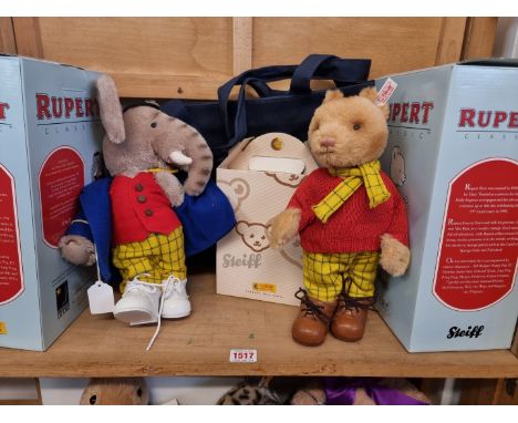 Two Steiff Bears, Rupert The Bear;&nbsp;together with an Edward Trunk, each boxed. 