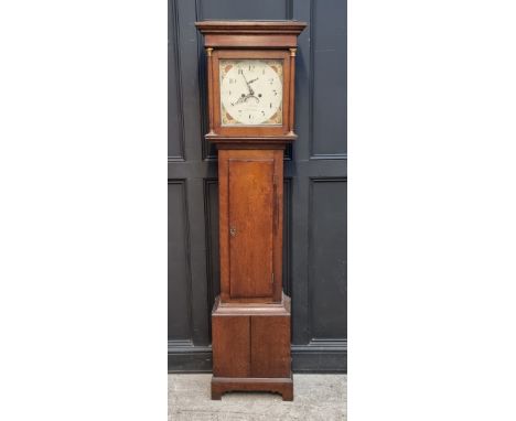 A late George III oak eight day longcase clock, the 12in painted dial inscribed 'Bishop, Sherbourne', 195cm high, with pendul