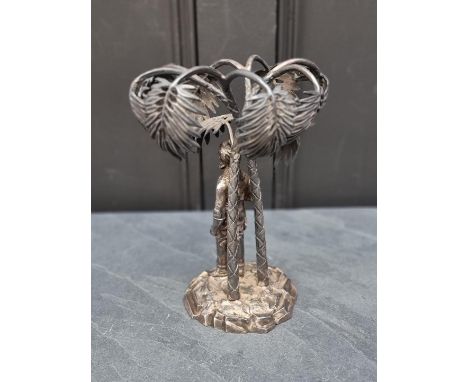 A Victorian electroplated figural centrepiece, depicting&nbsp;a Sikh Indian Army Officer and palm trees, by Walker &amp; Hall