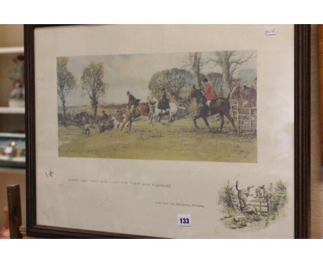 A Vintage Signed Snaffles Hunting Print 'Happy are they that Hunt for their own Pleasure' 