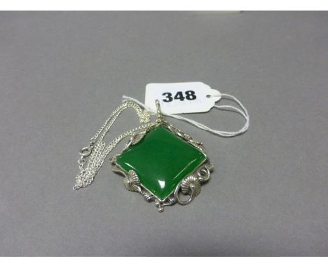 A Silver and Jade Pendant Necklace