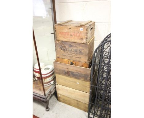 Seven Vintage Wooden Bottle Crates 