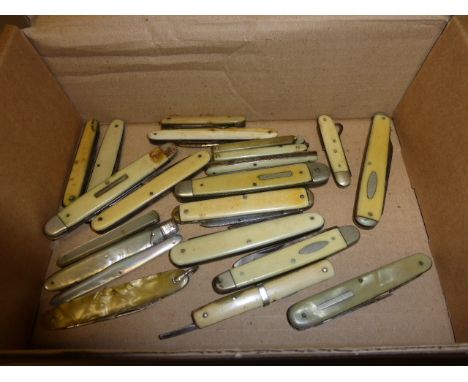 A Group of Twenty Vintage Penknives including bone and mother of pearl