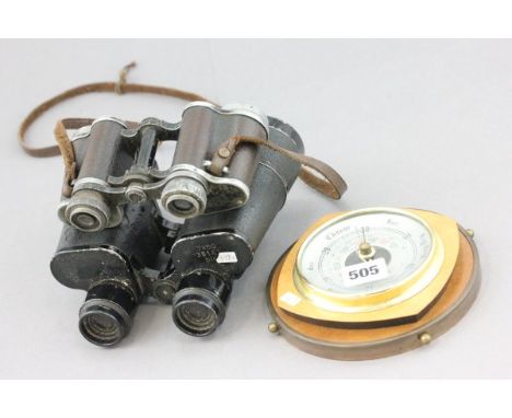 A Pair of Jena Binoculars and another pair purportedly from German Prisoner of War plus a Barometer 
