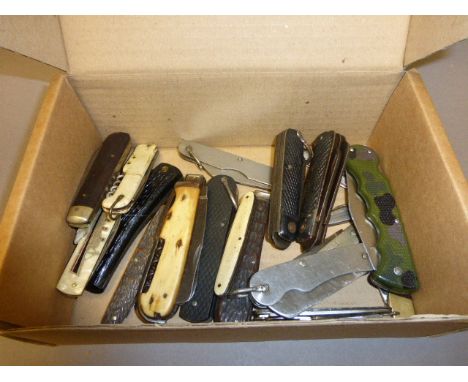 A Group of Twenty Vintage Penknives including horn and bone 