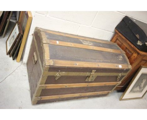 A Wooden Bound Domed Top Trunk 