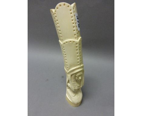 A Vintage Carved Ivory Vase in the form of a Kneeling Lady 