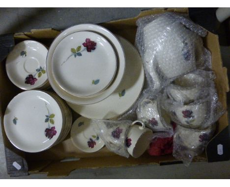 An Alfred Meakin 'Realm Rose' 46 Piece Set including coffee pot, cups, saucers, tea plates, large plates and a serving bowl 