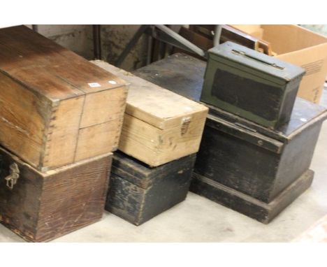 A Collection of Six Vintage Boxes to include Blanket Box and Tool Boxes etc 