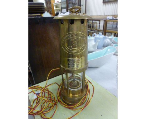 Brass Welsh Miners Lamp converted to electric