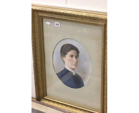 Gilt Framed and Glazed Overpainted Portrait of a Young Lady