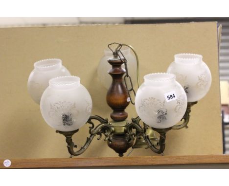 A Five Branch Light Fitting with shades