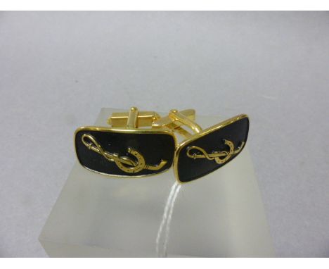 A Pair of Vintage Gents Cufflinks with horse show and whip design