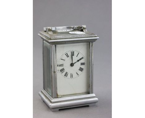 A Carriage Clock in silvered case 