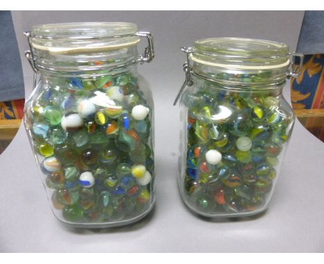 Two Large Jars of Old/Vintage Marbles 