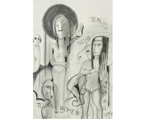 Gerald Moore (British, 1926-2018)Trojan Women
a set of three
signed with initials and dated 'GM 99' (lower right)
ink and cha