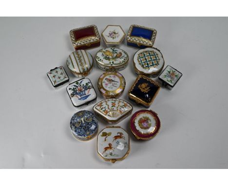 Fifteen various Limoges and other patch-boxes