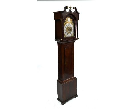 Samuel Holbin, Bitton, an 18th century oak 8-day longcase clock, with arched brass dial and silvered chapter ring with subsid