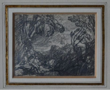 John Sell Cotman (1782-1842) - Wooded landscape, pencil free sketch from a sketch book, 5 x 7 cm label to verso for&nbsp;Gera