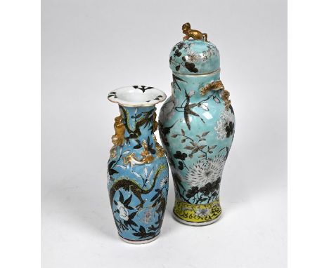 Two 19th century Chinese Da Ya Zhai style vases, Guangxu period (1875-1908) the first with foliate everted rim applied with g