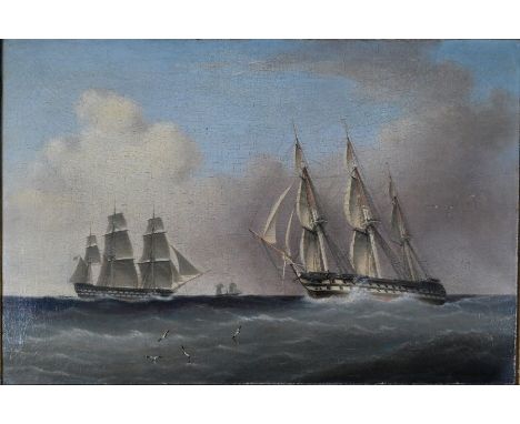 R S Thomas (1787-1853) - Ships of the Line HMS Ajax and Albion, dated 1851, oil on canvas, 31 x 45 cm
Walker and Parker Galle