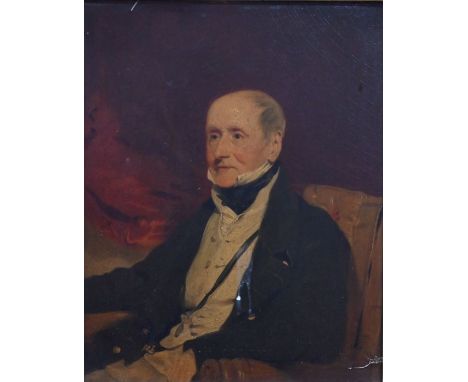 English school - Portrait of R Gore-Browne Henderson, oil on panel, 29 x 22 cm