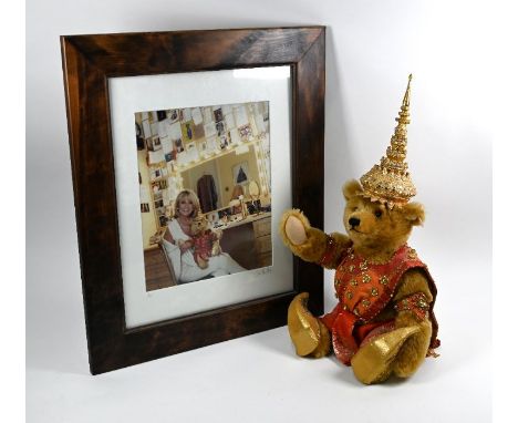 A unique specially designed Steiff gold mohair teddy bear 'Thailand Ted', customised by the actress Elaine Paige for the Brit