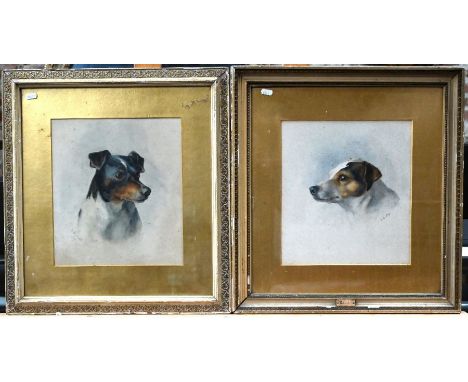 K Barnard - A pair of dog head studies, watercolour, signed and dated 1891 and 1894, 30 x 27 cm (2)
Prov - private collection