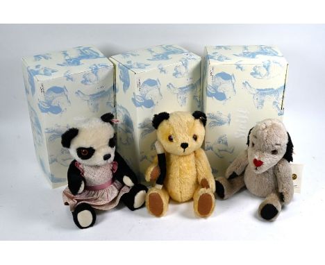 Three boxed Steiff soft toys - Sooty, Sweep and Soo, 30 cm