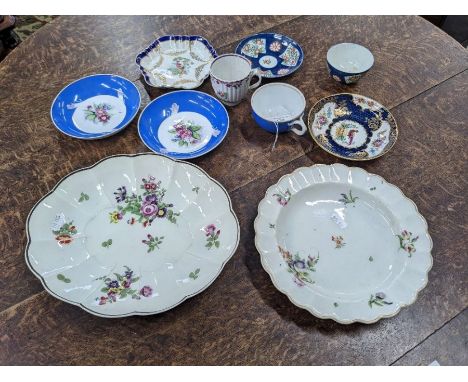 A quantity of 18th century and later English and Continental porcelain including two serving plates, coffee cup, Imperial Rus