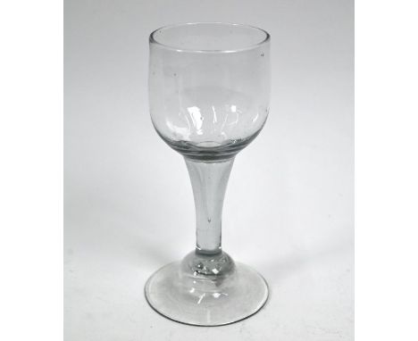 A Georgian provincial wine glass with globular bowl on hollowed tapering stem and ogee domed foot, 17 cmNo chips, damage, rep