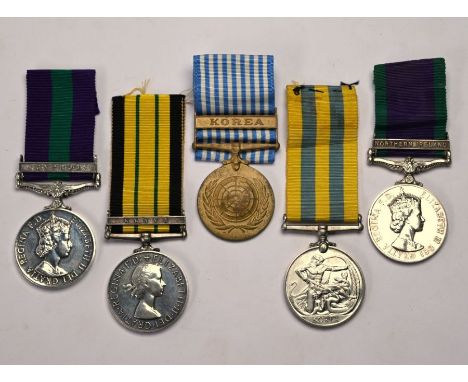 QEII service medals comprising Africa GSM to 23077327 CFN.W. B. Watson. R.E.M.E., bar Kenya; GSM 1918-62 to 23461200 Gnr. F. 