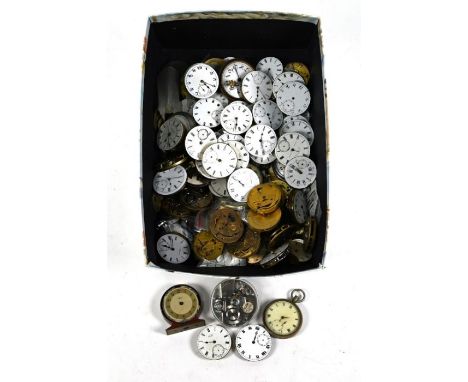 A quantity of antique and vintage top wind pocket watch movements with enamel dials, to/w a quantity of pocket watch movement