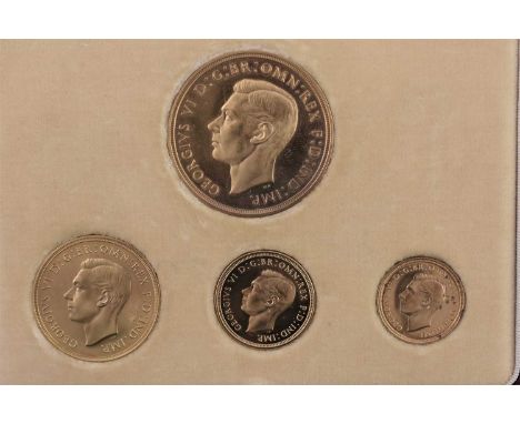 George VI, Gold 'Coronation' Proof Set 1937, 4 coins comprising: £5, double sovereign, sovereign and half sovereign, each obv