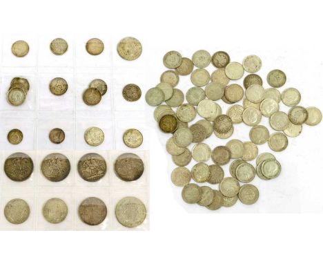 Assorted British Silver, comprising: 5 x crowns: 3 x Victoria: 'Jubilee Head' 1891(x2) and 'Old Head'1893; Edward VII 1902; a