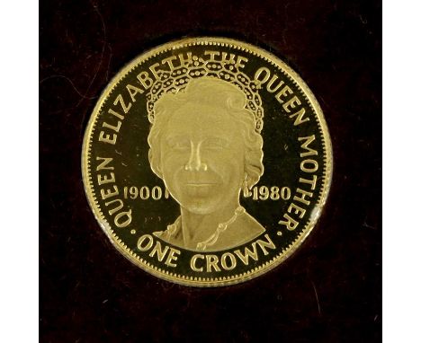 Isle of Man, Gold Crown 1980 (.916 [22ct] gold, 22mm, approx. 8g), obv. Machine portrait of the Queen right, rev. QUEEN ELIZA