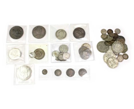 Mixed English &amp; Foreign Silver, to include: UK: William III sixpence 1697 obv. third draped bust right, rev. crowned cruc