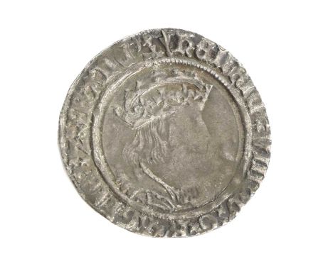 Henry VIII, Groat (25mm, 2.58g), Second Coinage 1526-44, mm arrow, obv. Laker bust D, large squarer face right, rev. shield o