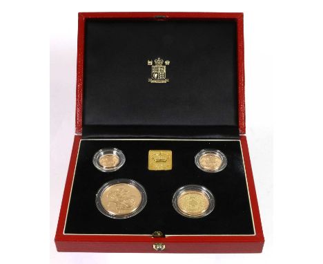 UK Gold Proof 4-Coin Sovereign Collection 1997, comprising £5, £2, sovereign and half sovereign, each with obv. Maklouf portr