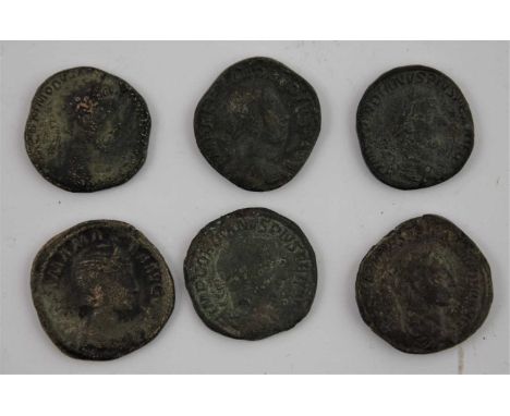 6 x Roman Imperial, Sestertii comprising: Commodus (AD 177-92) (29mm, 19.27g) Rome mint AD 183, obv. laureate bust right, rev