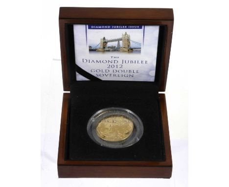 Tristan da Cunha, Gold Proof Double Sovereign 2012 (.916 gold, 32mm, 16g), rev. Britannia standing on barge, shield in right 