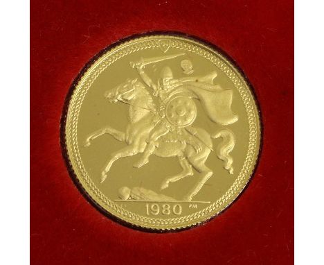 Isle of Man, Proof Half Sovereign 1980, obv. Machin portrait of the Queen, rev. Northman with raised sword and shield on hors