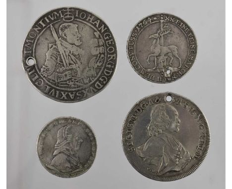 4 x German and Austrian States, Milled Silver to include: Saxony-Albertine, Thaler 1647CR (44mm, 28.48g), obv. IOHAN GEORG D 