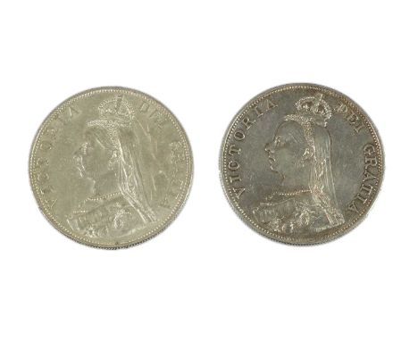 2 x Victoria, Double Florins: 1887 and 1889 both with rev. Arabic 1 in date, hairlines and light contact marks, otherwise und