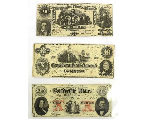 3 x Confederate States of America Banknotes for Richmond, Virginia comprising: (1) $20 1861 (Third Issue) obv. dated 2nd Sept