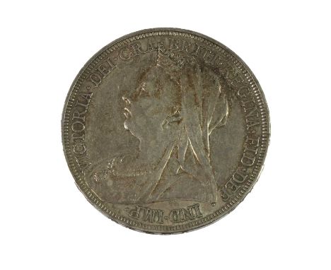 Victoria, Crown 1893 LVII, obv. old veiled bust left, rev. Pistrucci's St. George and the dragon, light toning, VF+