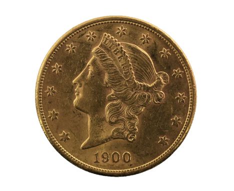 USA, Double Eagle ($20) 1900 (34mm, 33.43g, .900 gold), Philadelphia Mint, obv. Liberty head left flanked by 13 stars, rev. n